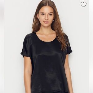 New with Tags PJ HARLOW Roxxy Satin Lounge Top Black size XS